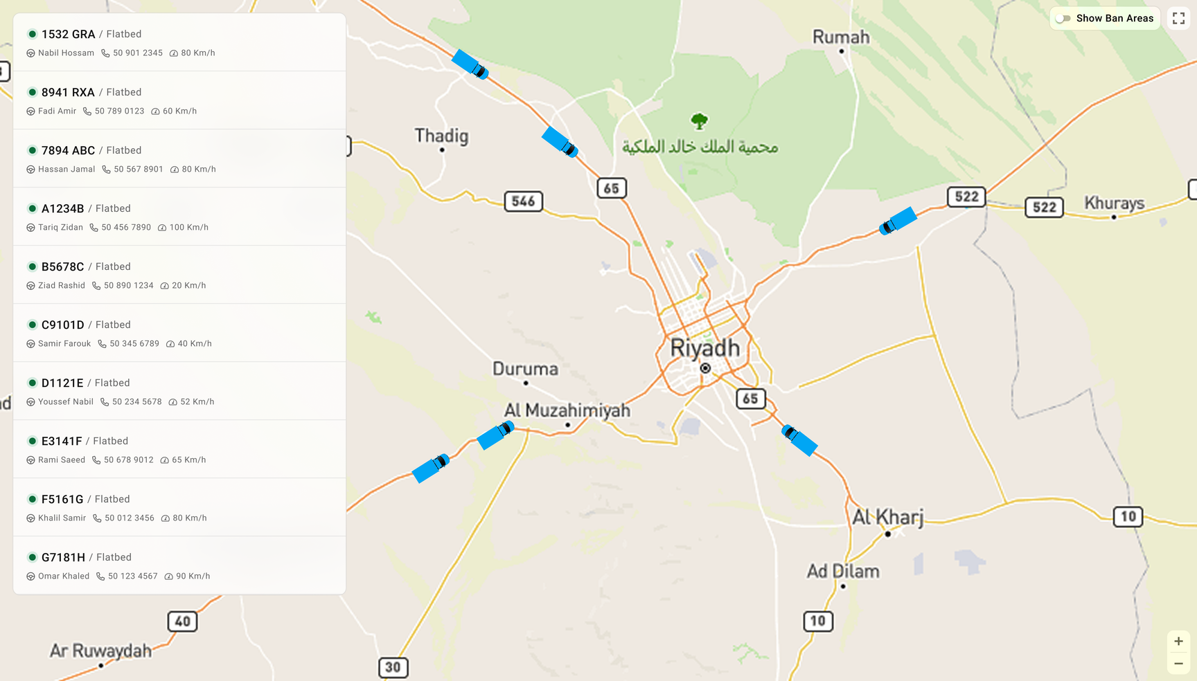 Bosla live control tower map