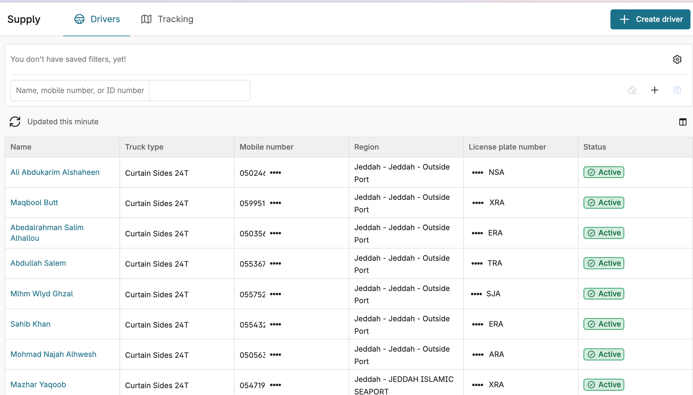 Bosla trucks, drivers and customer master data